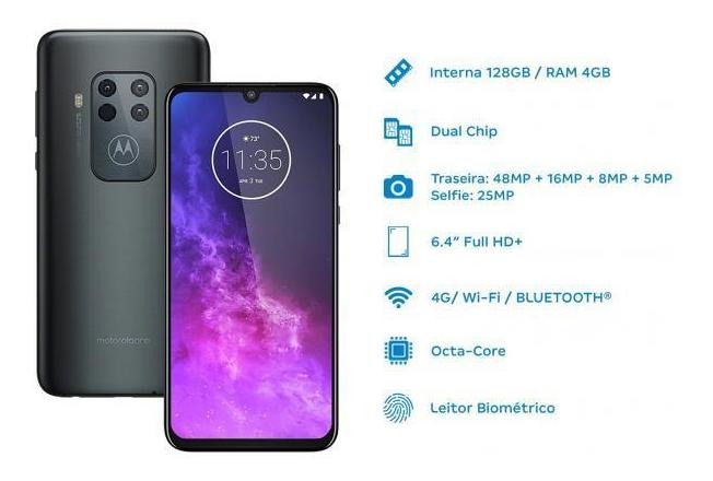 Motorola One Zoom Xt2010-1 Titanium – 128GB ROM, Tela ” OLED, Cam. 48 MP  Quad Pixel, Selfies de 25 MP Quad Pixel | ValeClassificados